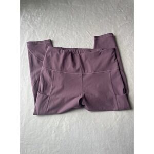 Funani L Lilac Stretch Tummy Control Yoga Cropped‎ Leggings Side Pockets Capri